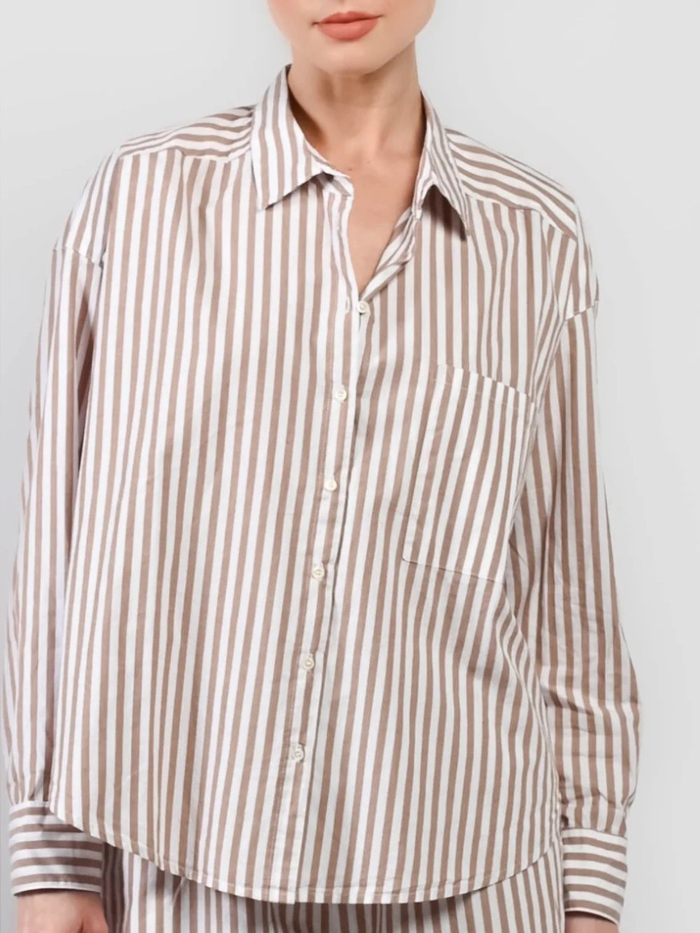 XIRENA Jordy Striped Shirt in Cafe Size: S
